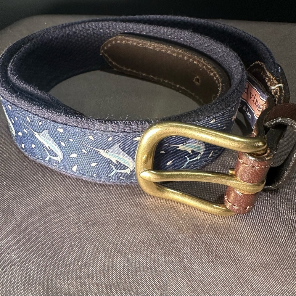 Vineyard Vines Navy Belt with Brass Buckle
